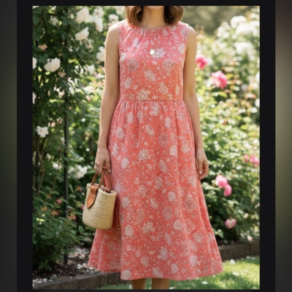 J. Crew Coral Floral Midi Dress